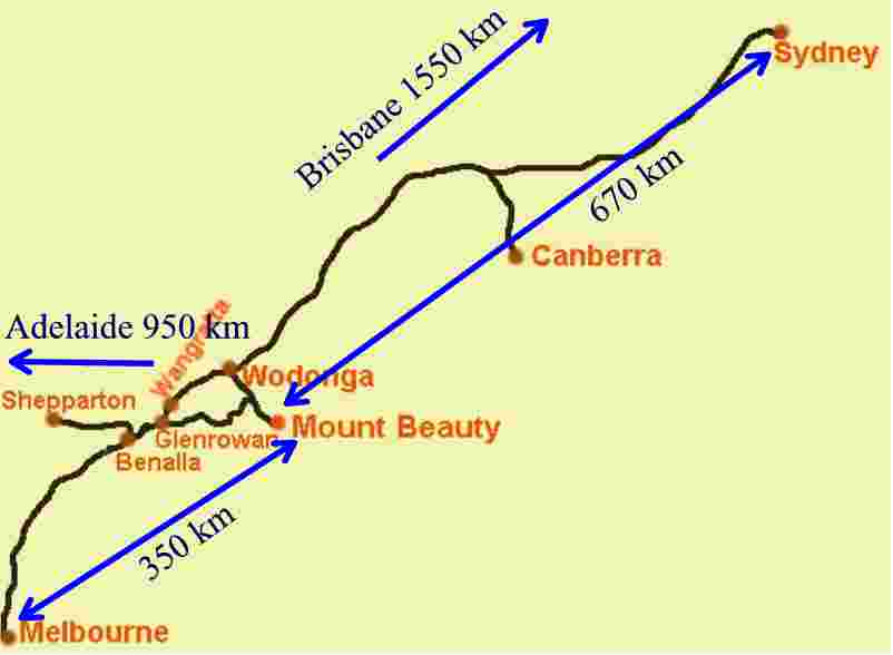 Map how to get to Mount Beauty